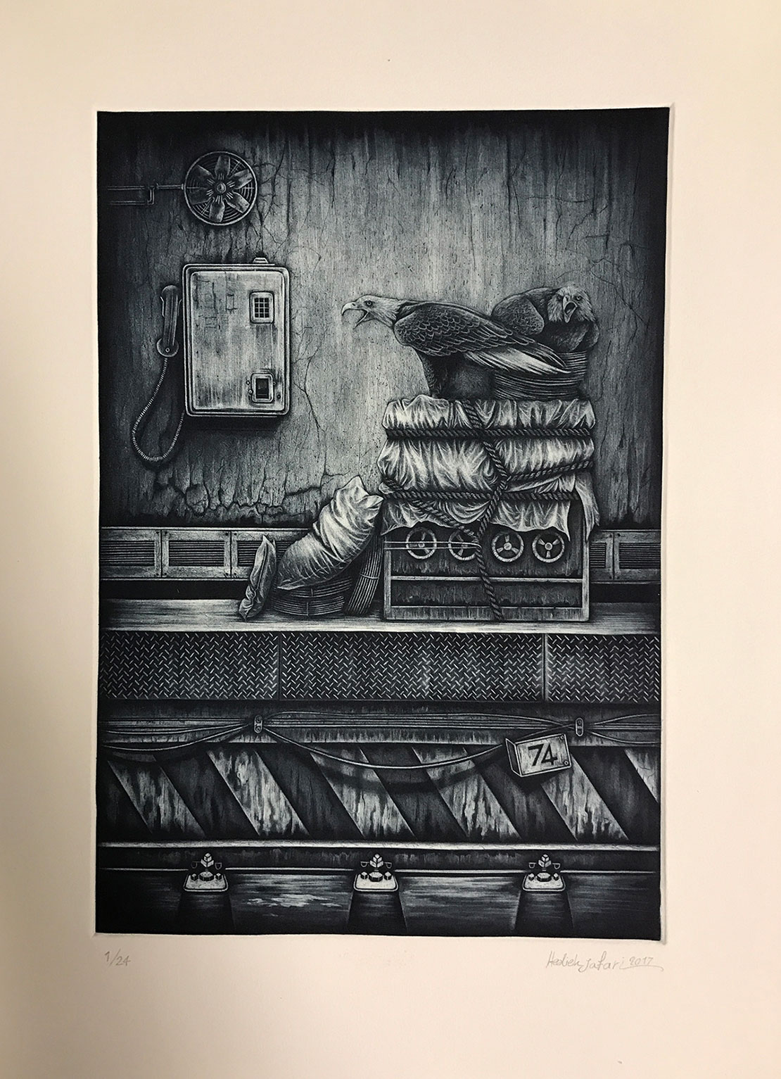 Hedieh Jafari, Hazard, mezzotint, drypoint, plate: 29x20 cm, edition of 24 + 3 AP, 2017